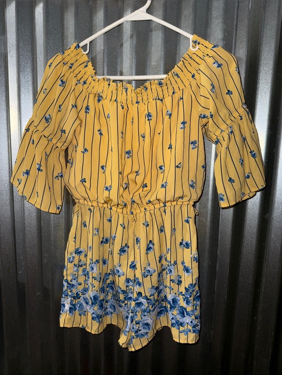 My Michelle Pants - My Michelle Yellow Off-Shoulder Floral Romper